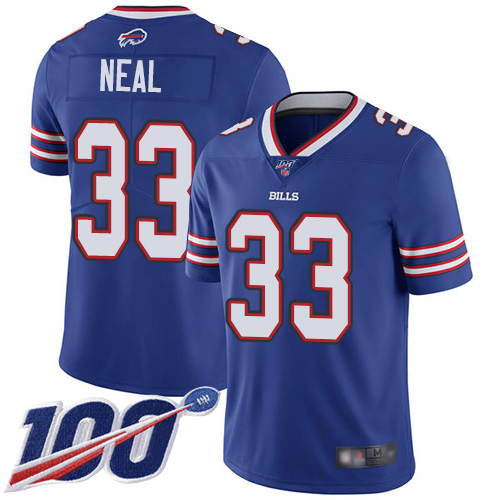 Men Buffalo Bills #33 Siran Neal Royal Blue Team Color Vapor Untouchable Limited Player 100th Season NFL Jersey